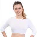 Kosher Casual Women's Modest High Neck Cropped Layering Shell - Cotton Spandex 3-4 Sleeve Base Pullover Top