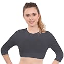 Kosher Casual Women's Modest High Neck Cropped Layering Shell - Cotton Spandex 3-4 Sleeve Base Pullover Top