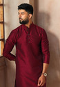 Koshin Men Self Design Straight Kurta