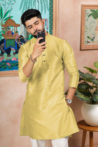 Koshin Men Self Design Straight Kurta