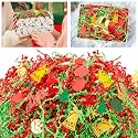 Kosiz 1LB Metallic Red Green Christmas Crinkle Cut Paper with Reindeer Xmas Tree Confetti Wonderland Paper Shred Filler Strand Raffia Grass Tissue Crinkle Gift Box Basket Packing Filler for Xmas Party