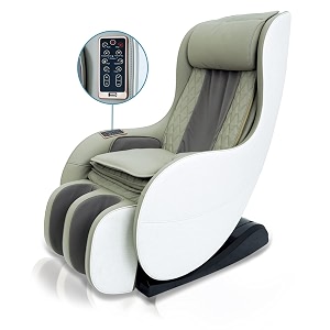 kosmocare faux leather compact economy massage chair  zero gravity chair full body massager for pain relief  back massager recliner chair with heat therapy for back pain  white amp green