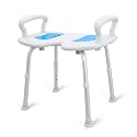KosmoCare Crest Series Shower Bench with Height Adjustable, Tool-Free Assembly Shower Chair with Anti-Slip Rubber Tips for Safety of Seniors & Elderly - with Armrest