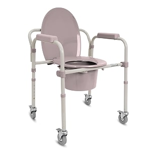 kosmocare folding commode chair with 334 castors  3-in-1 usage - bedside commode raised toilet seat riser safety rails  portable commode for adults amp elderly 