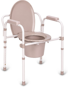kosmocare folding commode chair with long bucket and splash guard commode chair