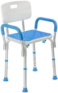 kosmocare light weight aluminum shower bench with back  detachable handrest shower chair