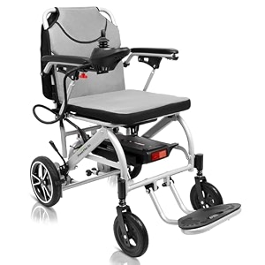 kosmocare powerflex go electric wheelchair  lightweight foldable motorized wheelchair with trolley design for seniors  aluminium frame  100kg load capacity  battery up to 20km  air travel friendly