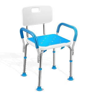 kosmocare stainless steel ss304 shower bench with back amp armrest  height adjustable bath chair  tool-free assembly  anti-rust frame  anti-slip rubber tips for added safety  100 kg capacity