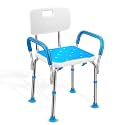 KosmoCare Stainless Steel SS304 Shower Bench with Back & Armrest | Height Adjustable Bath Chair | Tool-Free Assembly | Anti-Rust Frame | Anti-Slip Rubber Tips for Added Safety | 100 kg Capacity