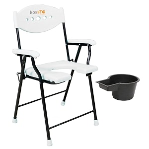 kossto folding commode over toilet bedside commode chair shower seat with removable bucket suitable for senior disabled patients amp pregnant woman white