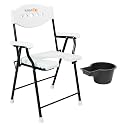 Kossto Folding Commode Over Toilet, Bedside Commode Chair, Shower Seat with Removable Bucket, Suitable for Senior, Disabled Patients &amp; Pregnant Woman (White)