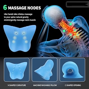 kossto foam neck and shoulder relaxer for tmj pain relief and cervical traction device for spine alignment neck stretcher chiropractic pillow for neck pain relief blue