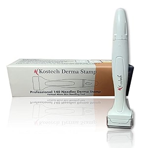 kostech adjustable derma stamp 025mm-3mm micro titanium needles stamp pen dermastamper for face body skin hair acne scars and stretch marks rejuvenation pack of 1