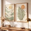 kotart BOHO Abstract Textured Wall Art Home Decoration | Aesthetic Floral Paintings With Frame For Living Room Bed Room Hotel Wall Decor Digital Reprint Set of 2 (13X17 INCH)