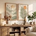 kotart BOHO Abstract Textured Wall Art Home Decoration | Aesthetic Floral Paintings With Frame For Living Room Bed Room Hotel Wall Decor Digital Reprint Set of 2 (19X25 INCH)