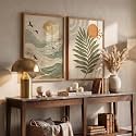 kotart BOHO Abstract Textured Wall Art Home Decoration | Aesthetic Floral Paintings With Frame For Living Room Bed Room Hotel Wall Decor Digital Reprint Set of 2 (10X13 INCH)