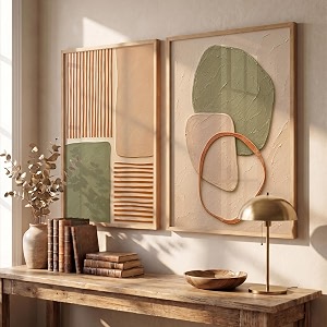 kotart boho floral textured wall art home decoration  aesthetic floral paintings with frame for living room bed room hotel wall decor digital reprint set of 2 19x25 inch