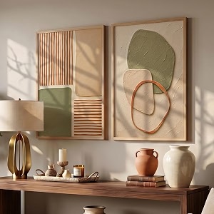 kotart boho floral textured wall art home decoration  aesthetic floral paintings with frame for living room bed room hotel wall decor digital reprint set of 2 10x13 inch