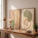 kotart BOHO Floral Textured Wall Art Home Decoration | Aesthetic Floral Paintings With Frame For Living Room Bed Room Hotel Wall Decor Digital Reprint Set of 2 (14X20 INCH)