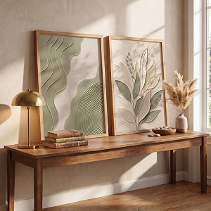 kotart boho textured wall art home decoration  aesthetic floral paintings with frame for living room bed room hotel wall decor digital reprint set of 2 10x13 inch