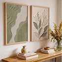 kotart BOHO Textured Wall Art Home Decoration | Aesthetic Floral Paintings With Frame For Living Room Bed Room Hotel Wall Decor Digital Reprint Set of 2 (14X20 INCH)