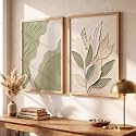 kotart BOHO Textured Wall Art Home Decoration | Aesthetic Floral Paintings With Frame For Living Room Bed Room Hotel Wall Decor Digital Reprint Set of 2 (19X25 INCH)