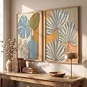 kotart Botanical Textured Wall Art Home Decoration | Aesthetic Floral Paintings With Frame For Living Room Bed Room Hotel Wall Decor Digital Reprint Set of 2 (19X25 INCH)