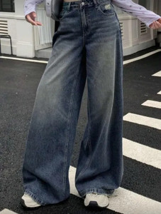 KOTTY Baggy Fit Women Dark Blue Jeans
