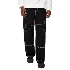 Mens Straight Fit Denim Cargo Pants -