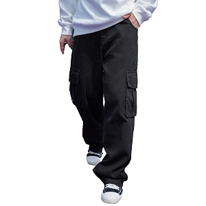 Mens Straight Fit Denim Cargo Pants -