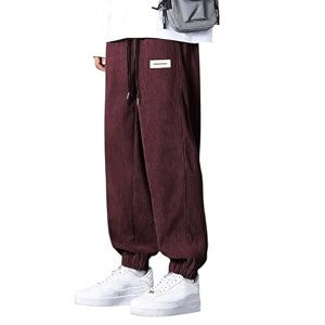 KOTTY Mens SolidButtonWideLoose fitCorduroy Trousers Pant
