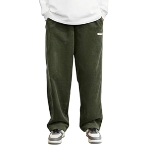 KOTTY Mens SolidButtonWideLoose fitCorduroy Trousers Pant