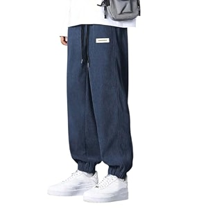 KOTTY Mens SolidButtonWideLoose fitCorduroy Trousers Pant