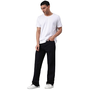 KOTTY Mens Solid Dark Void Button Straight