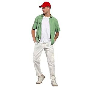 kotty men39s solid mid rise utility pocket button willow blue regular cargo
