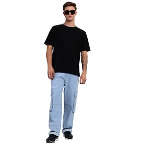 kotty men39s solid mid rise utility pocket button willow blue regular cargo