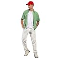 KOTTY Men's Solid Mid Rise Utility Pocket Button Willow Blue Regular Cargo