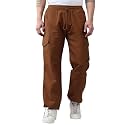 KOTTY Men's Solid Mid Rise Utility Pocket Button Willow Blue Regular Cargo