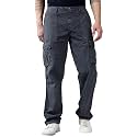 KOTTY Men's Solid Mid Rise Utility Pocket Button Willow Blue Regular Cargo