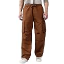 KOTTY Men's Solid Mid Rise Utility Pocket Button Willow Blue Regular Cargo