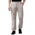 KOTTY Men's Solid Mid Rise Utility Pocket Button Willow Blue Regular Cargo
