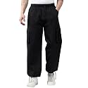 KOTTY Men's Solid Mid Rise Utility Pocket Button Willow Blue Regular Cargo