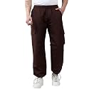 KOTTY Men's Solid Mid Rise Utility Pocket Button Willow Blue Regular Cargo