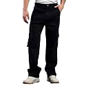 KOTTY Men's Solid Mid Rise Utility Pocket Button Willow Blue Regular Cargo