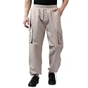 KOTTY Men's Solid Mid Rise Utility Pocket Button Willow Blue Regular Cargo