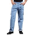 KOTTY Men's Solid Mid Rise Utility Pocket Button Willow Blue Regular Cargo