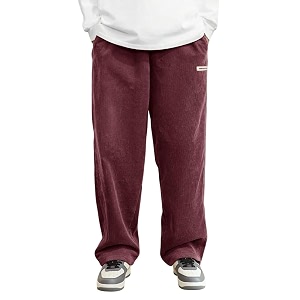 KOTTY Mens SolidButtonWideLoose fitCorduroy Trousers Pant