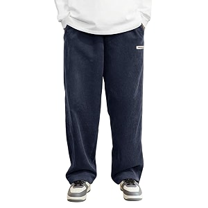 KOTTY Mens SolidButtonWideLoose fitCorduroy Trousers Pant