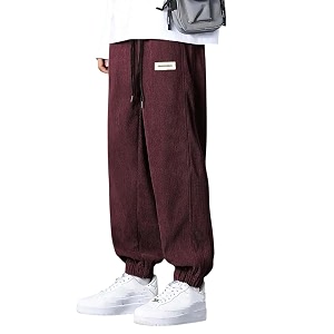 KOTTY Mens SolidButtonWideLoose fitCorduroy Trousers Pant