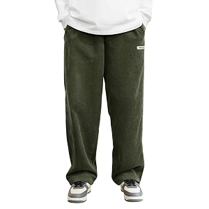 KOTTY Mens SolidButtonWideLoose fitCorduroy Trousers Pant